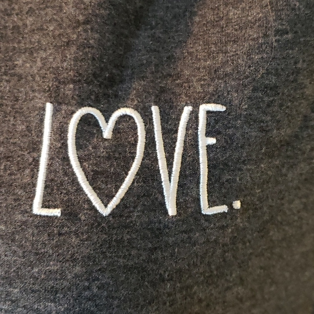 RAE DUNN GRAY KNIT TOP LOVE - Picture 3 of 5